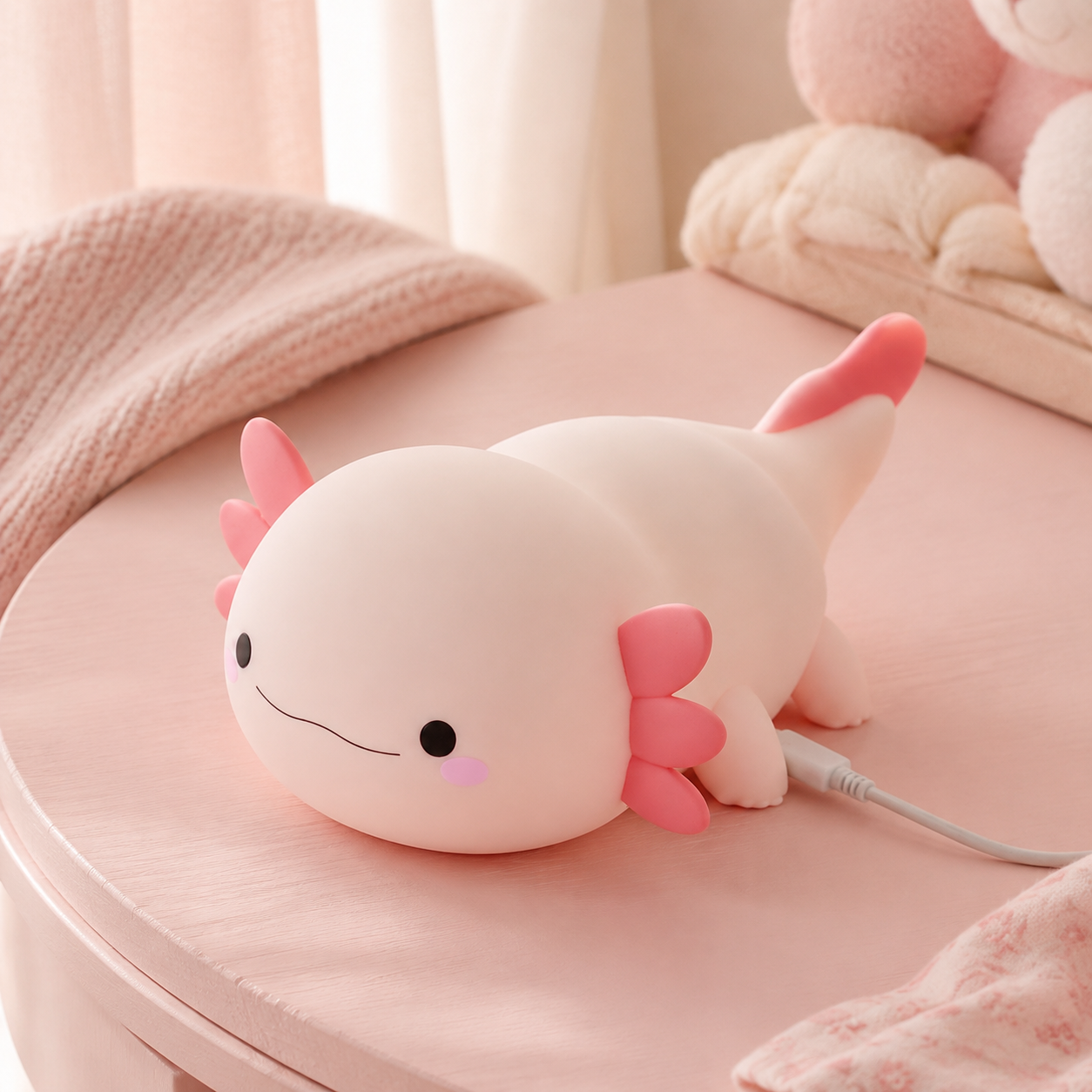 Veilleuse axolotl rechargeable par câble USB