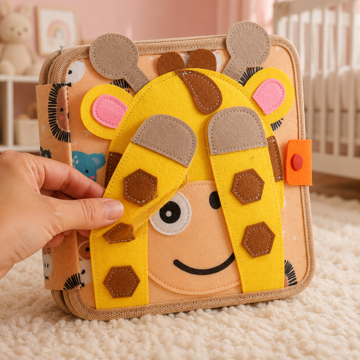 Rabat girafe à soulever sur le livre d’activités bébé