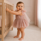 Robe body rose poudré portée par un bébé
