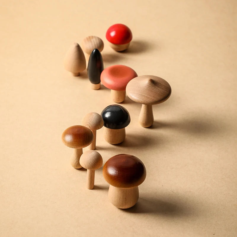 Jeu d’eveil Champignon - Set de Champignon Bois - Jeu D’eveil bébé