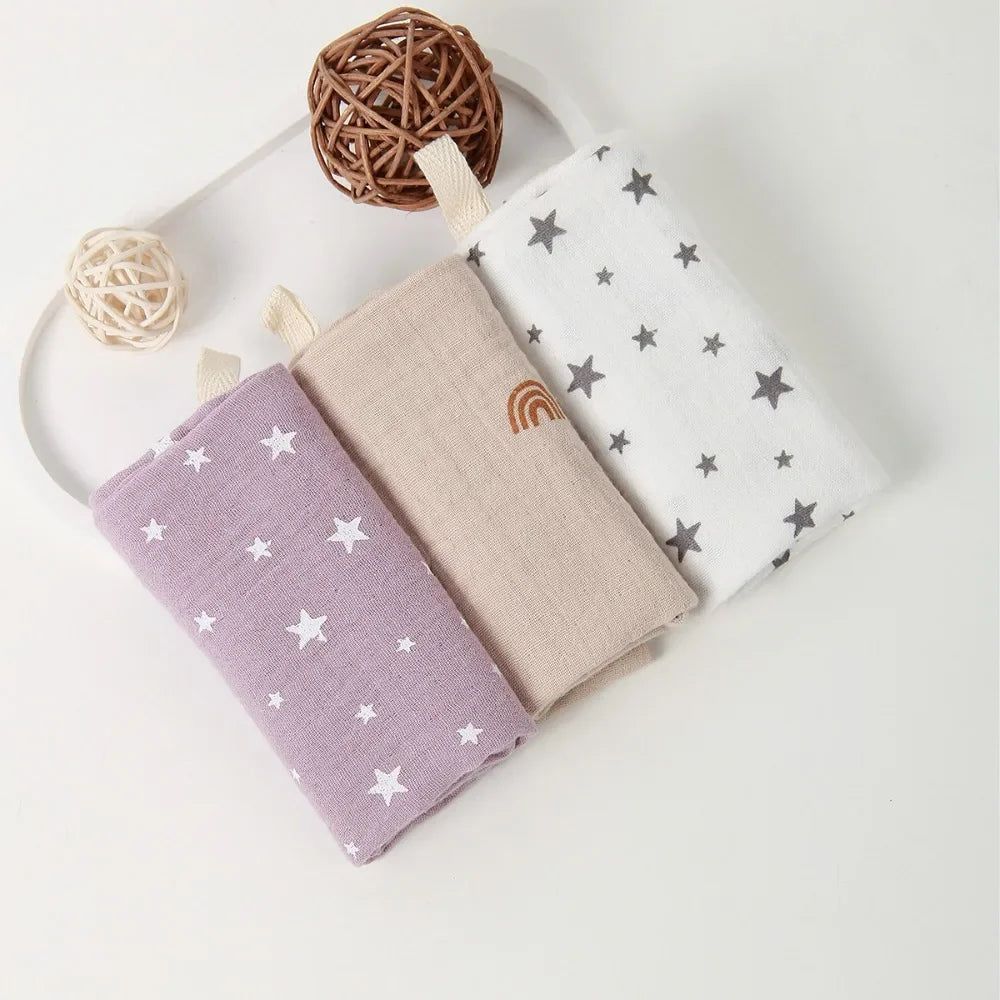 Linges de Toilette Bébé en Gaze de Coton — Lot de 3 ou 5