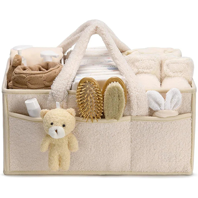 Organisateur à langer beige crème avec pendentif ourson