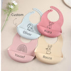 Bavoir Bébé Personnalisé en Silicone avec Poche