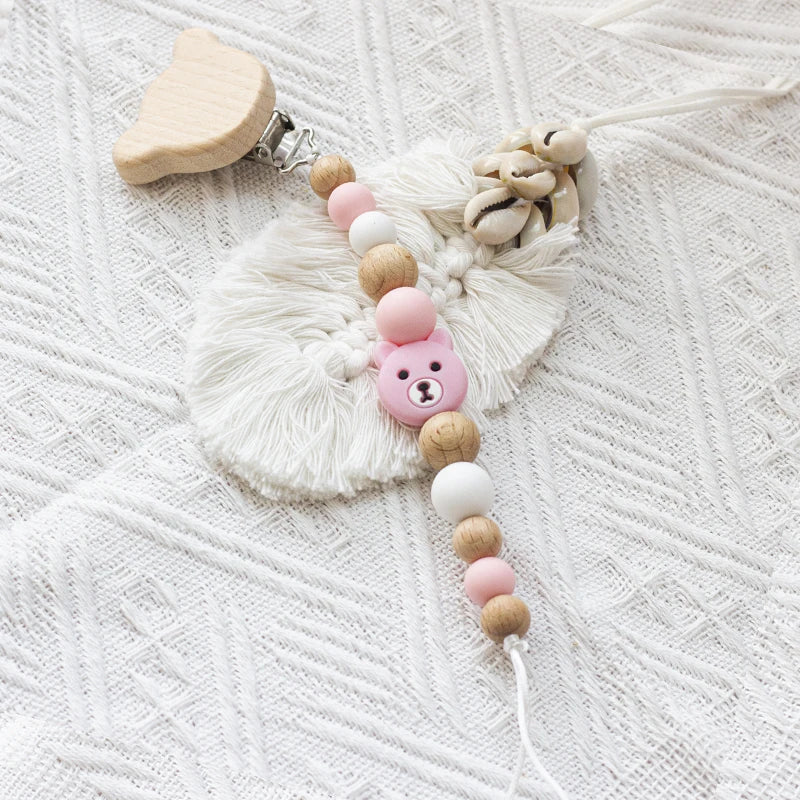 Personalisierte Baby-Schnullerketten Bär Silikonperlen Beißringe Schnullerhalter Clips Neugeborenen-Zahnungsspielzeug