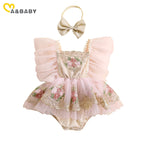 Robe Body Bébé Fleurie en Tulle avec Bandeau