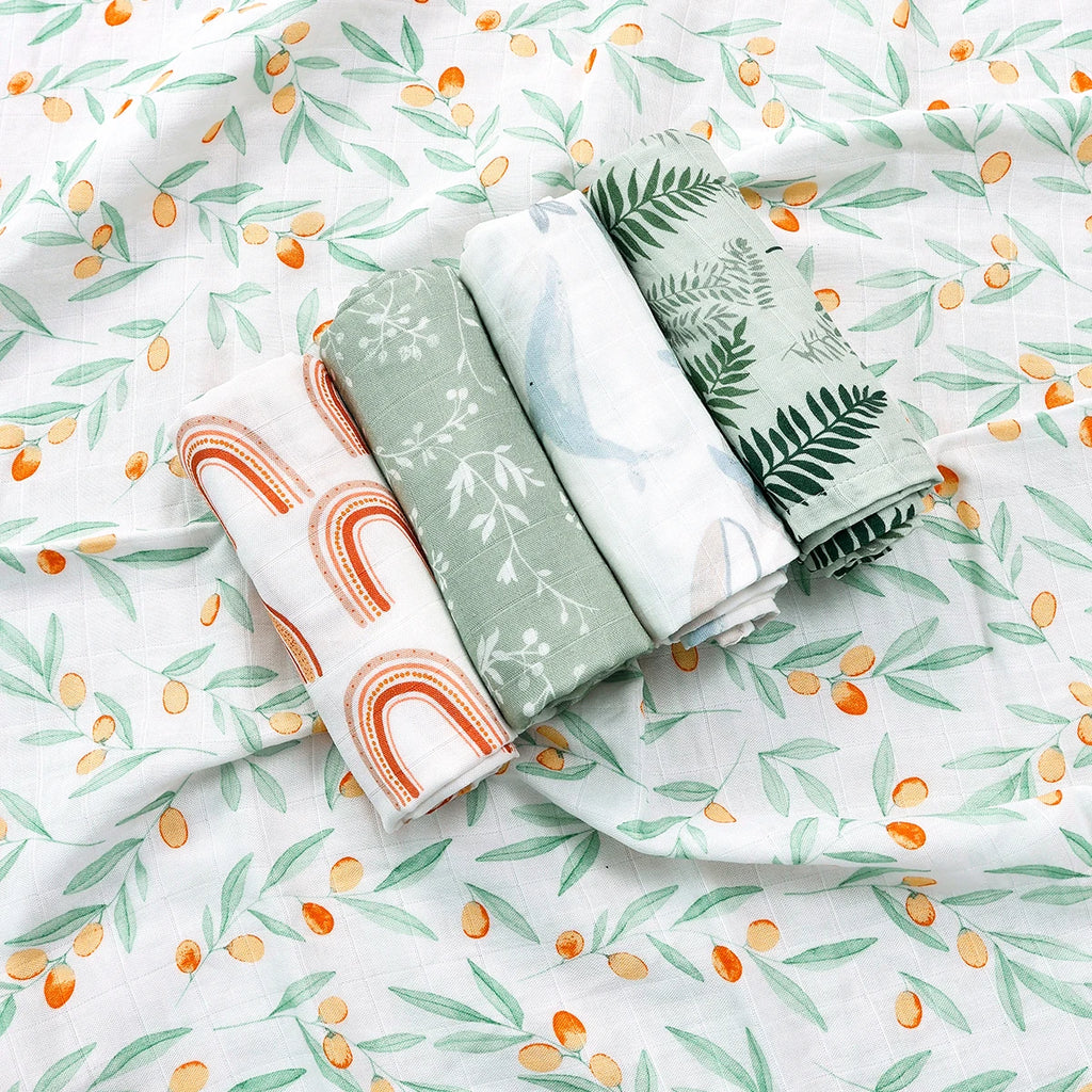 Langes Bébé en Mousseline Coton et Bambou – Lot de 5