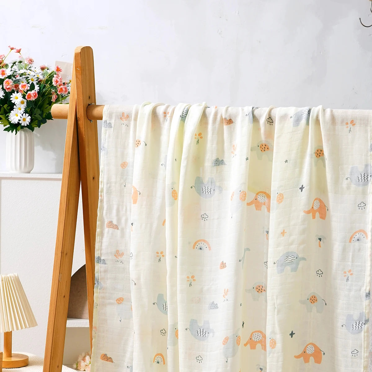 Couverture d’Emmaillotage Bébé en Mousseline Bambou et Coton