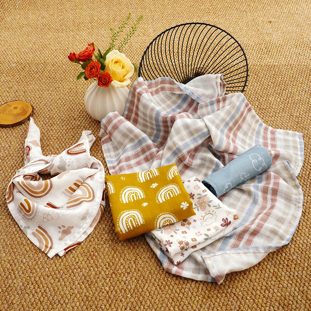 Langes Bébé en Mousseline de Coton — Lot de 5