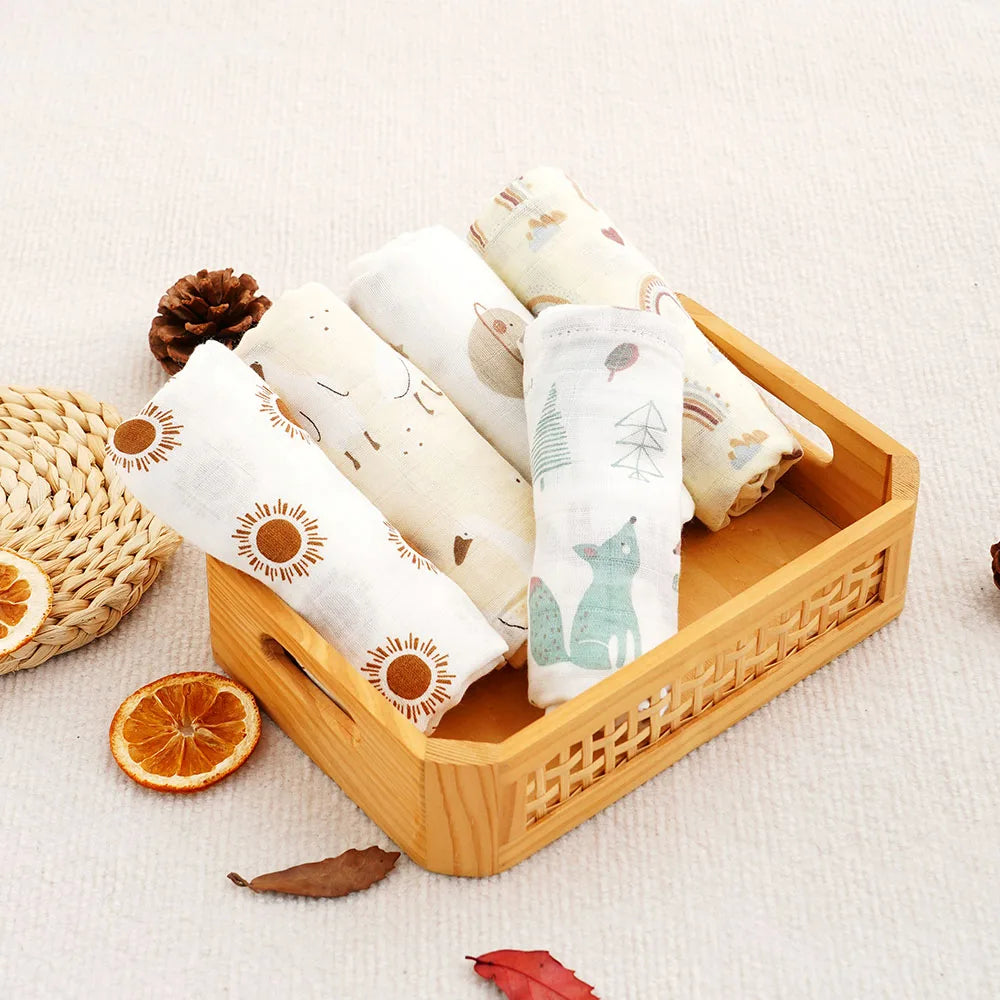 Langes Bébé en Mousseline de Coton — Lot de 5