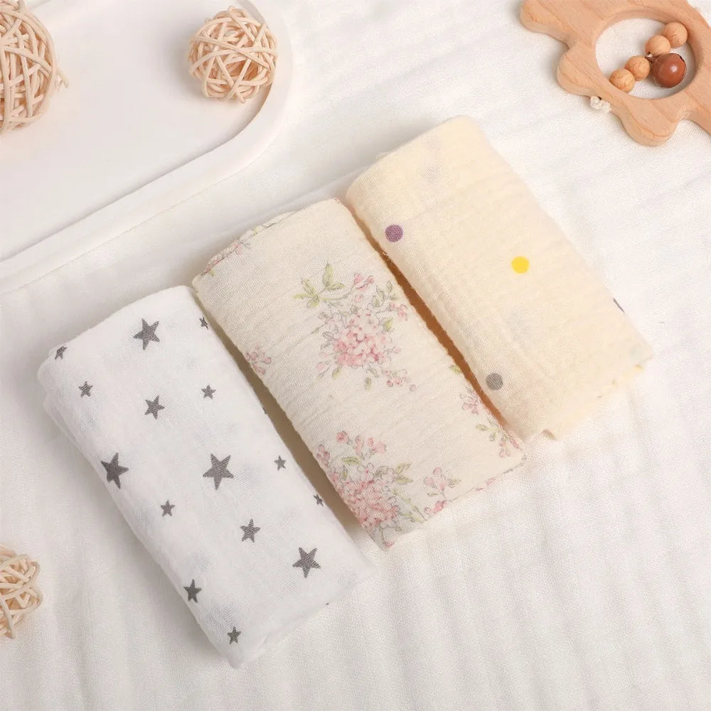 Linges de Toilette Bébé en Gaze de Coton — Lot de 3 ou 5
