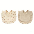 Lot de 2 Bavoirs Bébé en Gaze de Coton à Volants