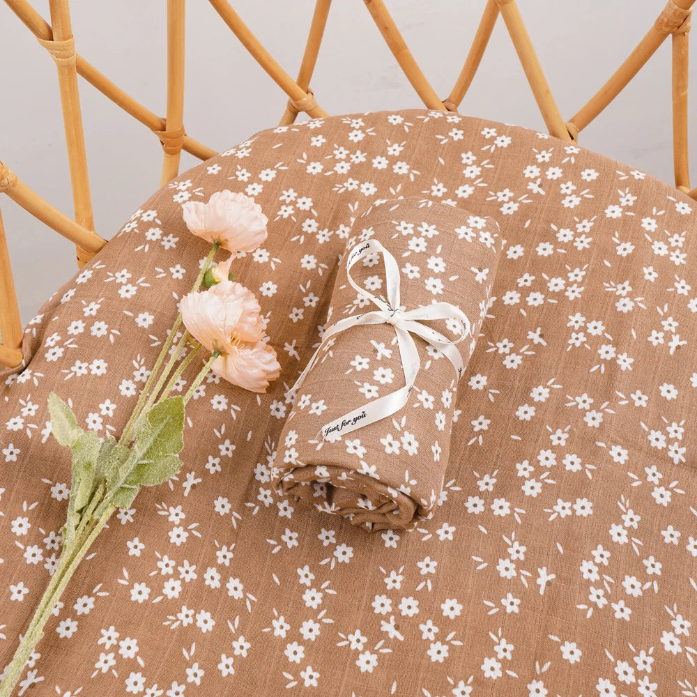 Couverture d’Emmaillotage Bébé en Mousseline Bambou et Coton