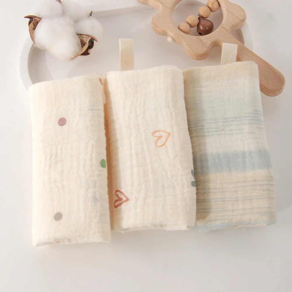 Linges de Toilette Bébé en Gaze de Coton — Lot de 3 ou 5
