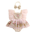 Robe Body Bébé Fleurie en Tulle avec Bandeau