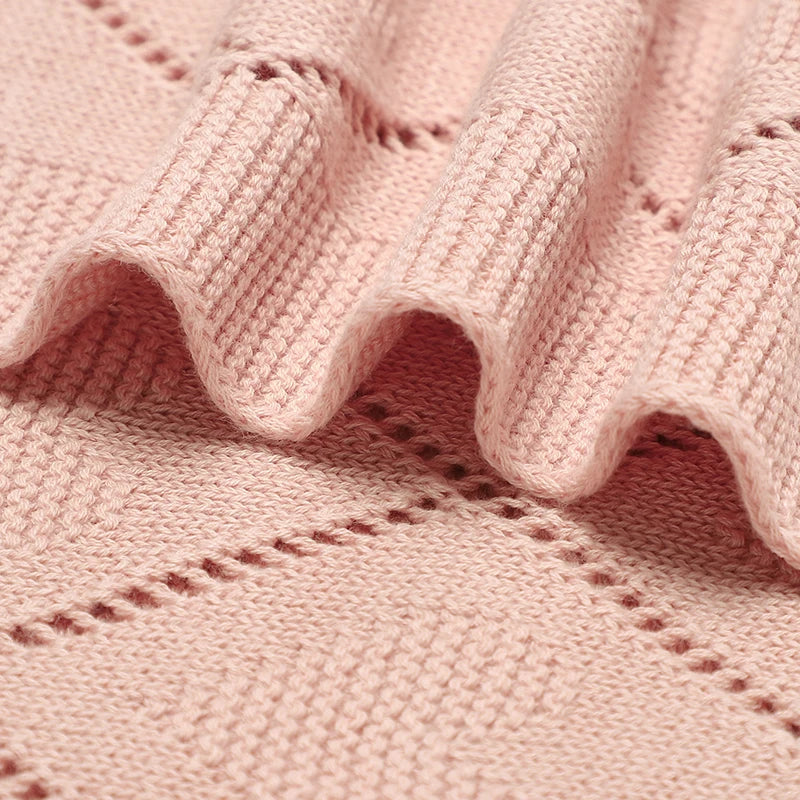 Couverture Bébé en Maille de Coton à Cœurs