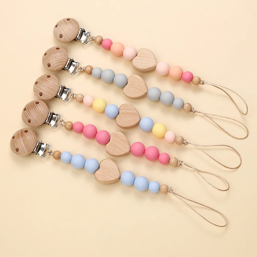 Attache Tétine Perles Petit Coeur - Attache Tétine
