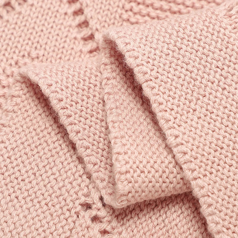 Couverture Bébé en Maille de Coton à Cœurs