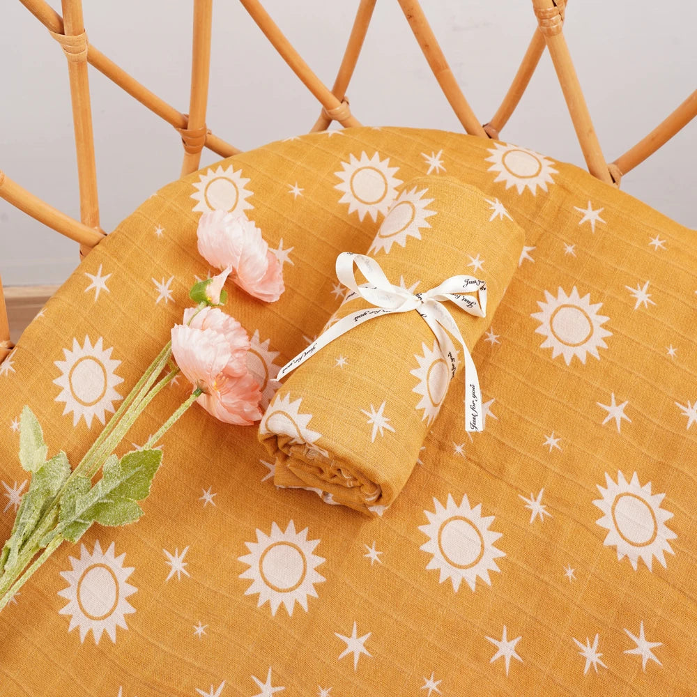 Couverture d’Emmaillotage Bébé en Mousseline Bambou et Coton