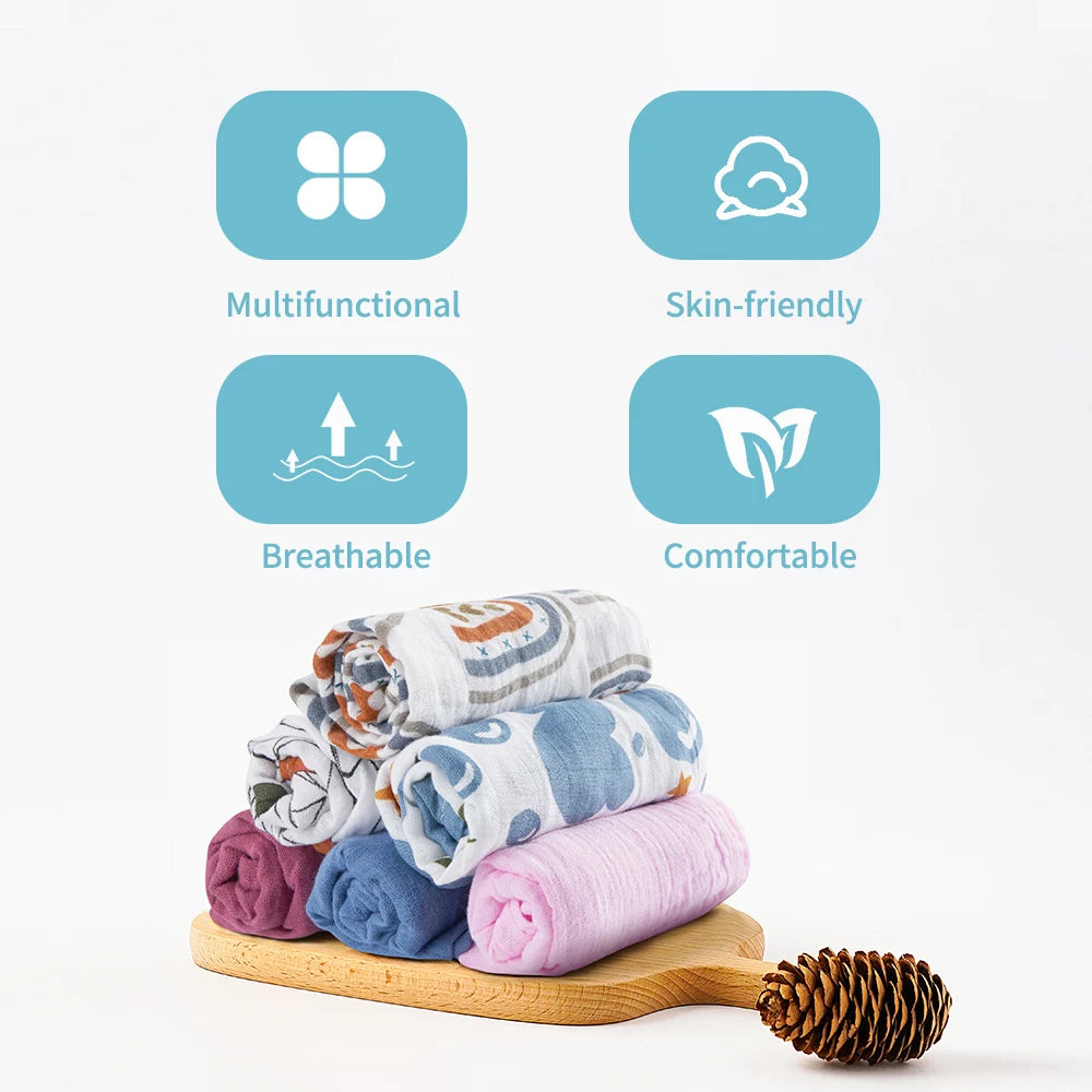 Langes Bébé en Mousseline de Coton — Lot de 5