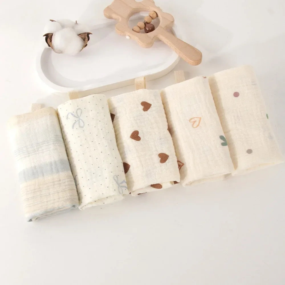 Linges de Toilette Bébé en Gaze de Coton — Lot de 3 ou 5