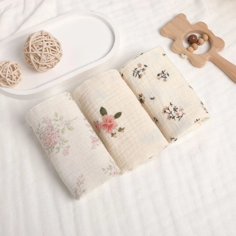 Linges de Toilette Bébé en Gaze de Coton — Lot de 3 ou 5