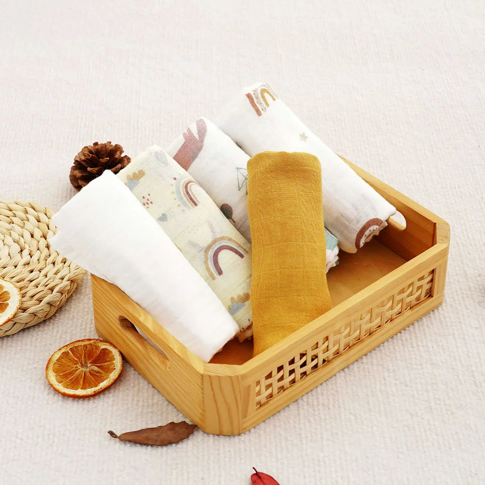 Langes Bébé en Mousseline de Coton — Lot de 5