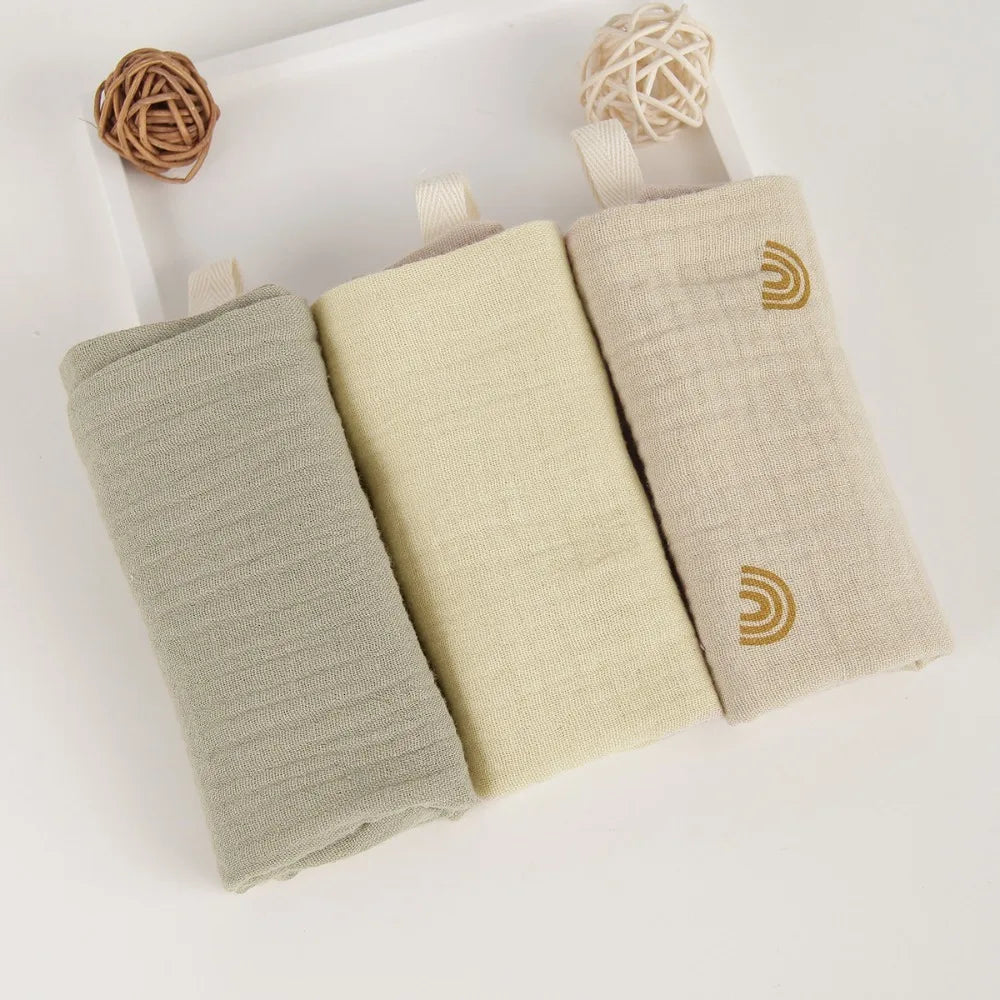 Linges de Toilette Bébé en Gaze de Coton — Lot de 3 ou 5