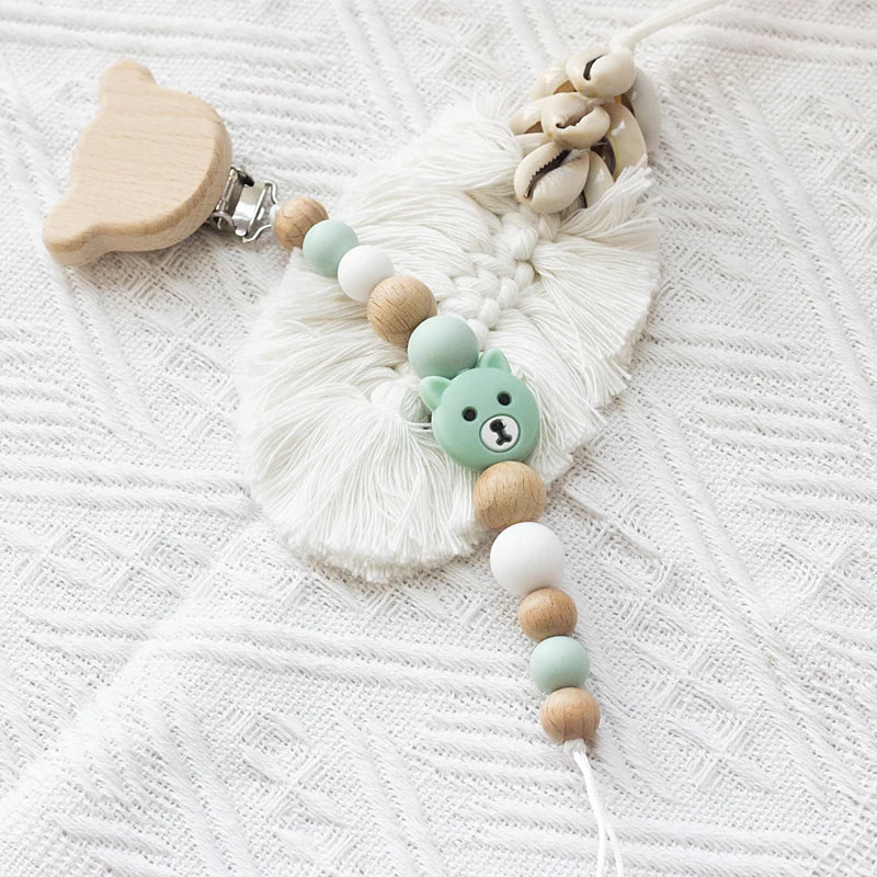 Personalisierte Baby-Schnullerketten Bär Silikonperlen Beißringe Schnullerhalter Clips Neugeborenen-Zahnungsspielzeug