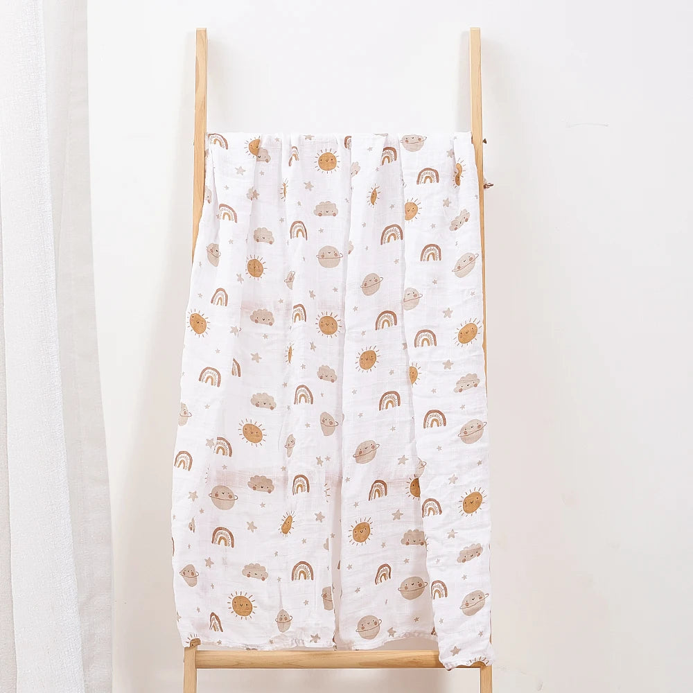 Couverture d’Emmaillotage Bébé en Mousseline Bambou et Coton