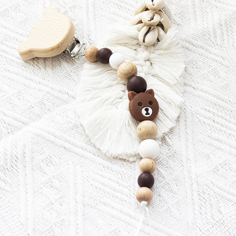 Personalisierte Baby-Schnullerketten Bär Silikonperlen Beißringe Schnullerhalter Clips Neugeborenen-Zahnungsspielzeug