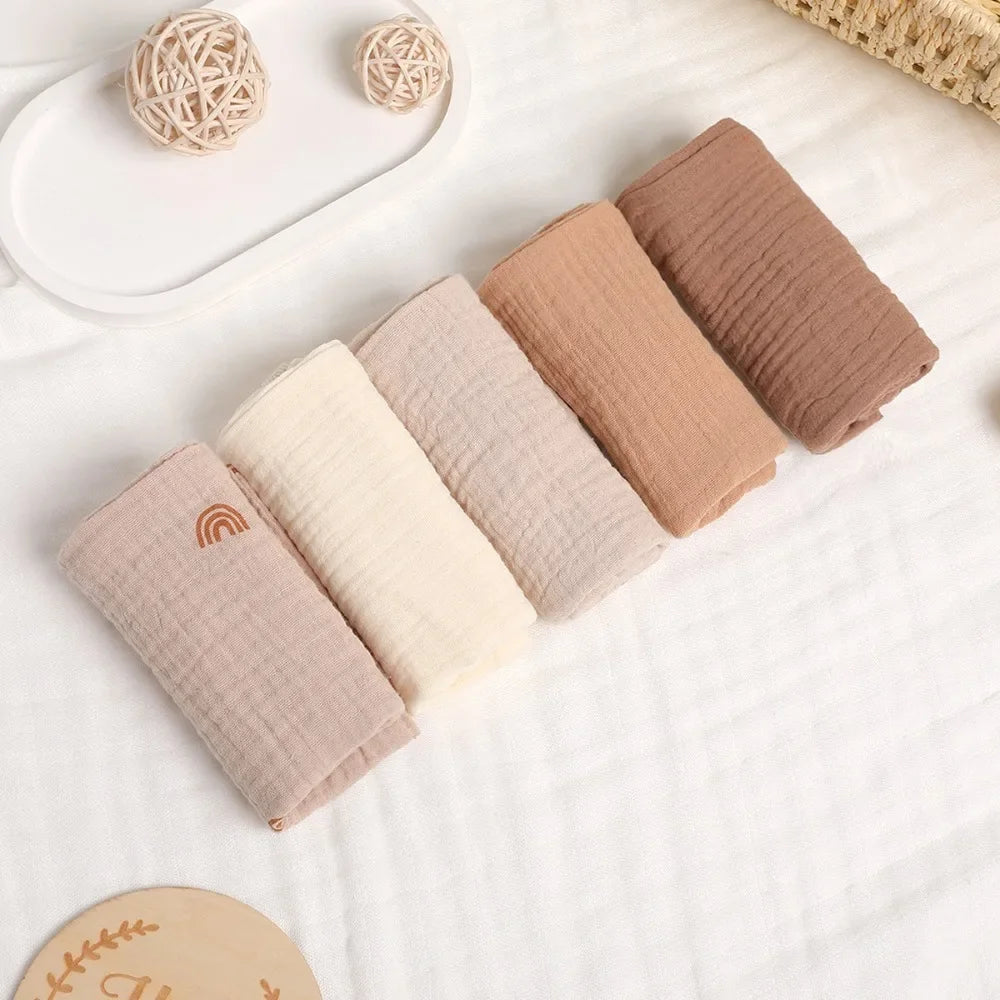 Linges de Toilette Bébé en Gaze de Coton — Lot de 3 ou 5