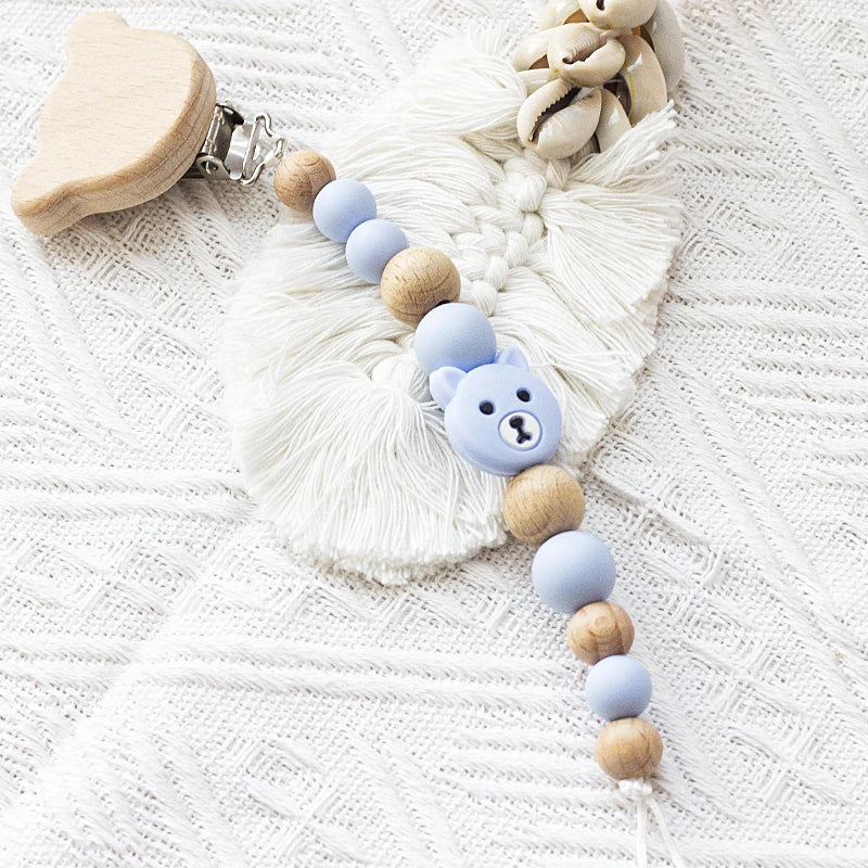 Personalisierte Baby-Schnullerketten Bär Silikonperlen Beißringe Schnullerhalter Clips Neugeborenen-Zahnungsspielzeug