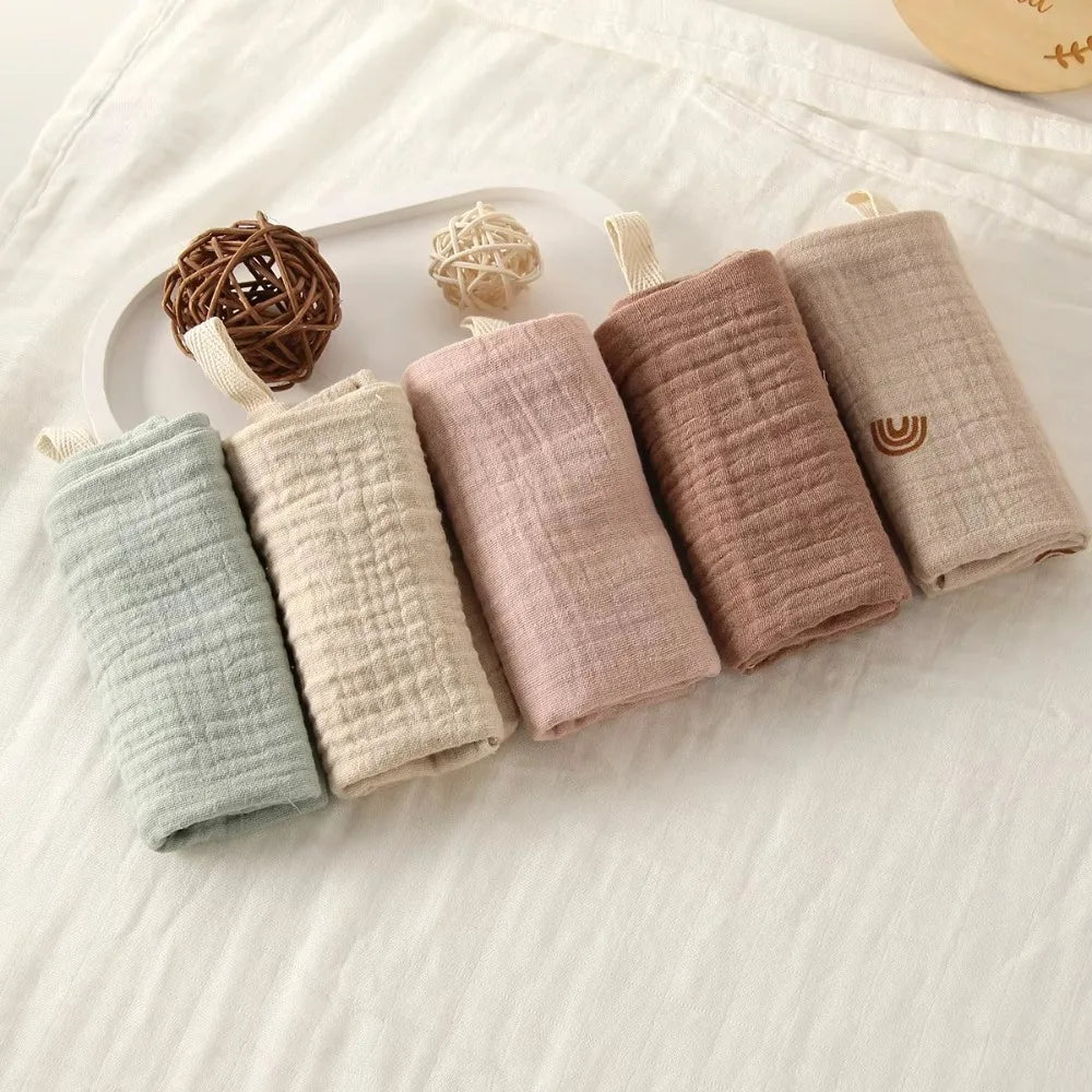 Linges de Toilette Bébé en Gaze de Coton — Lot de 3 ou 5