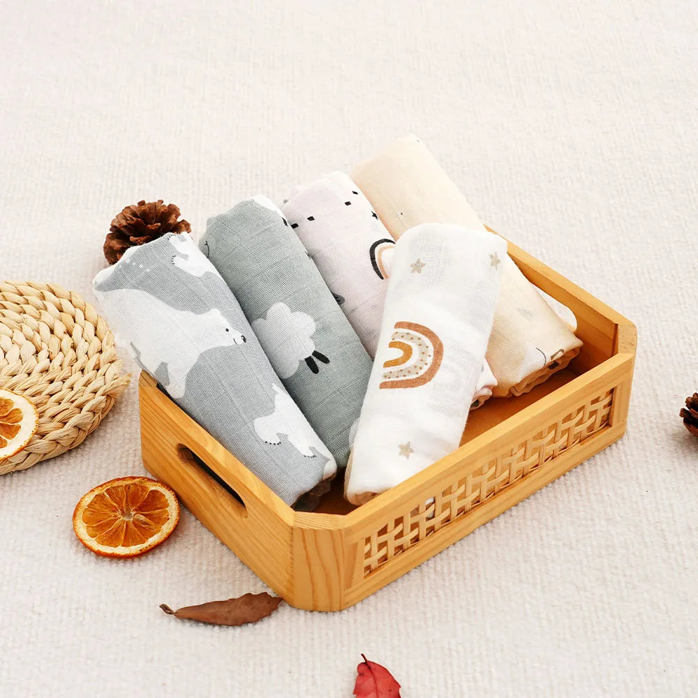 Langes Bébé en Mousseline de Coton — Lot de 5