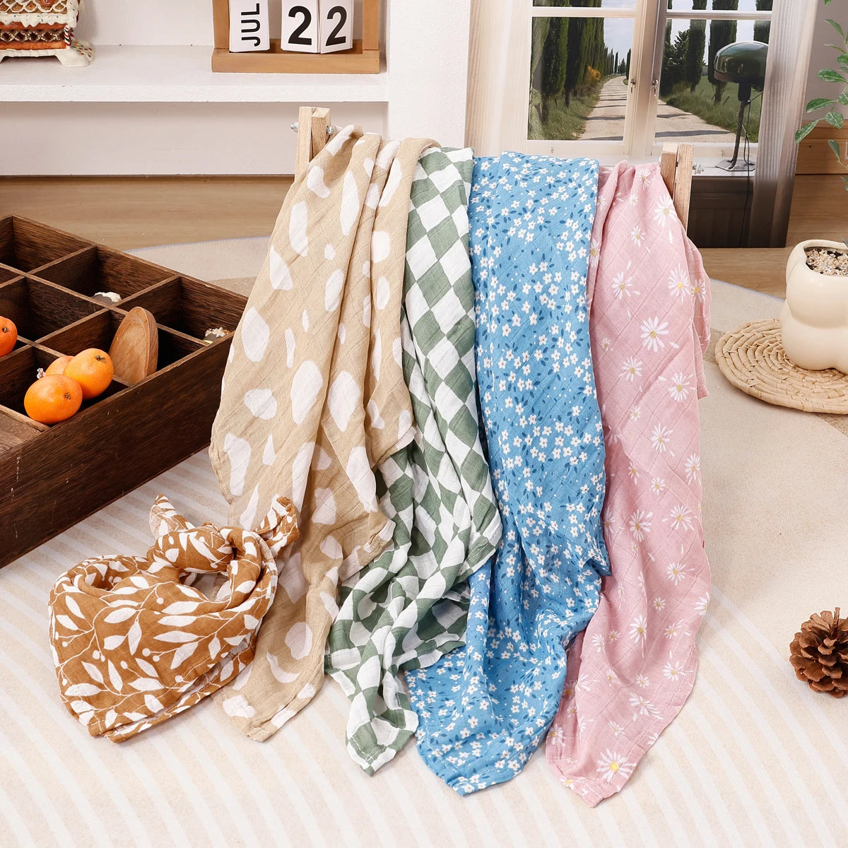 Langes Bébé en Mousseline de Coton — Lot de 5
