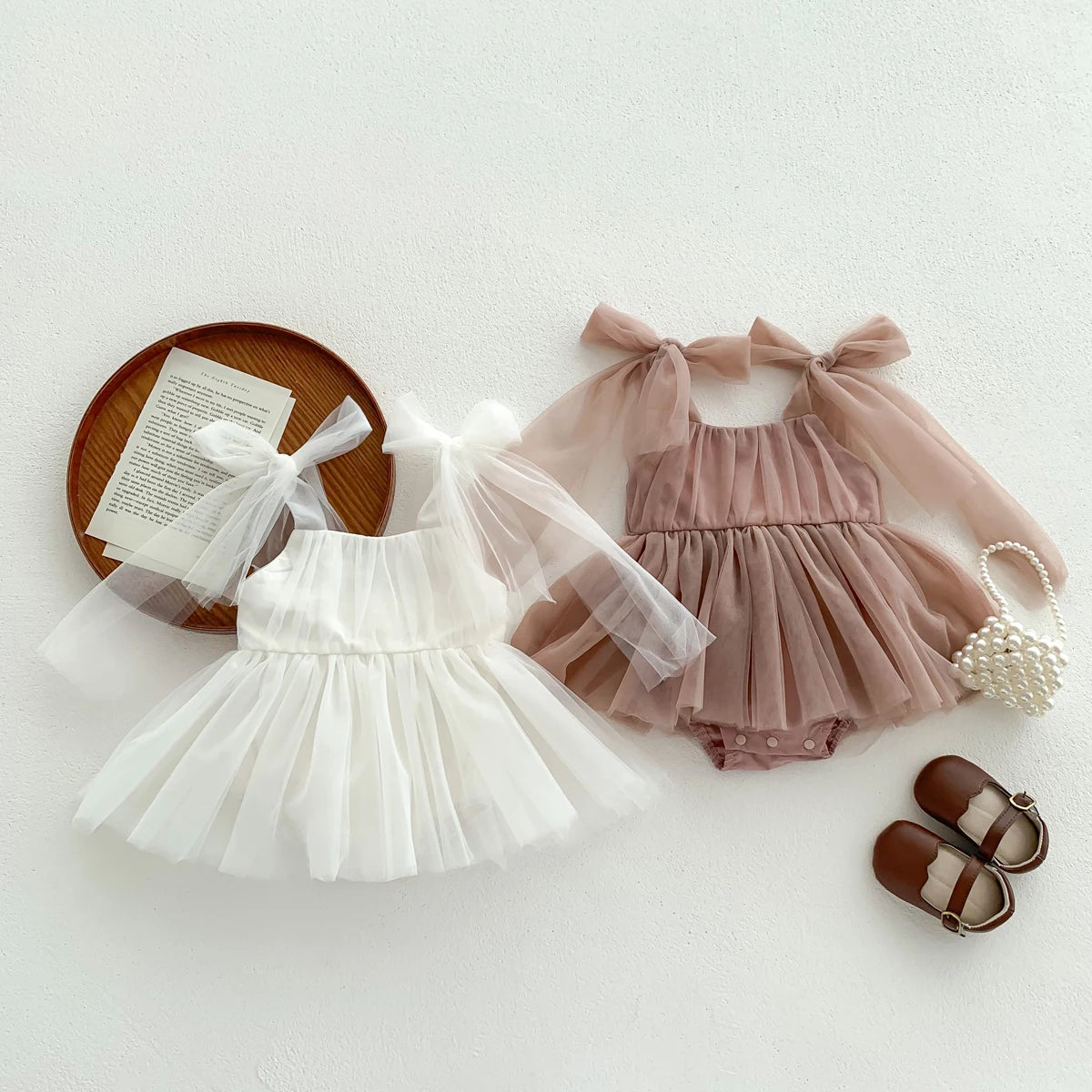 Robe Body Bébé en Tulle à Nœuds