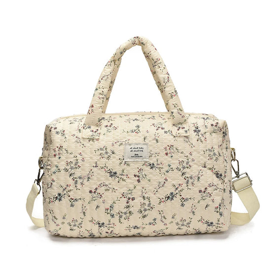 Sac à langer beige à Petites Fleurs