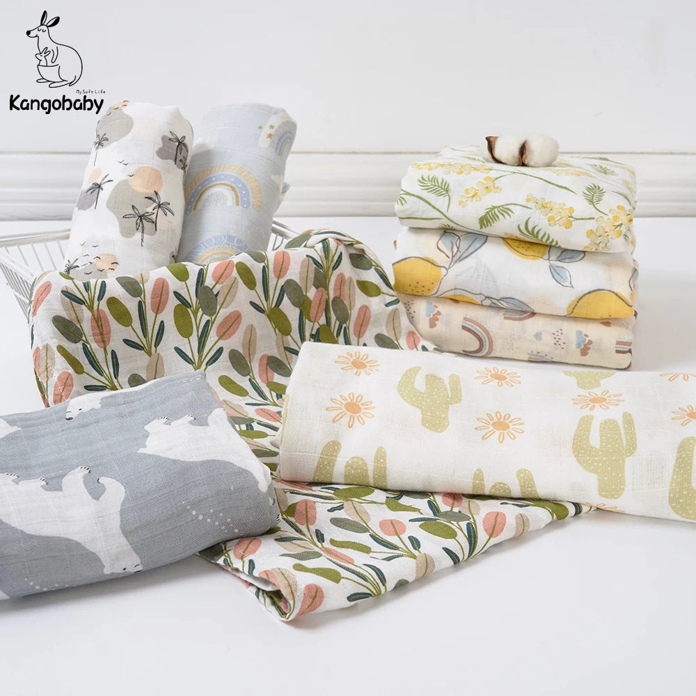 Couverture d’Emmaillotage Bébé en Mousseline Bambou et Coton