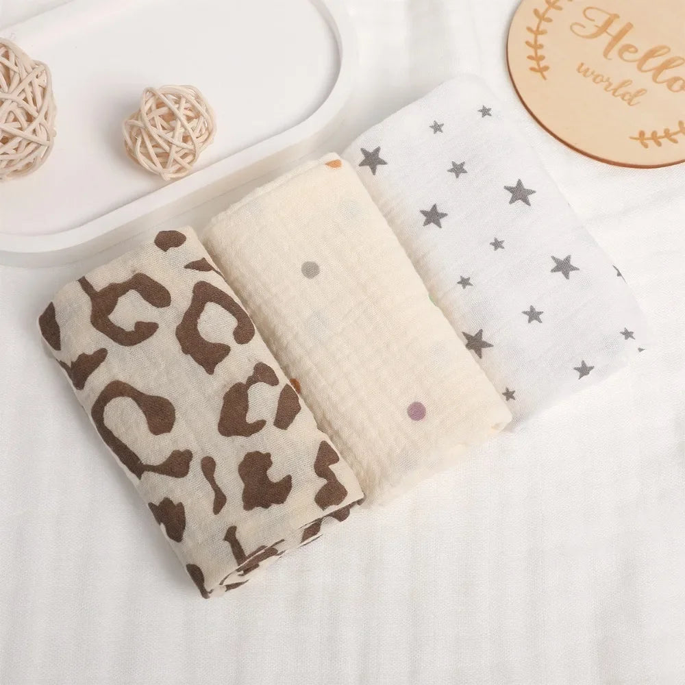 Linges de Toilette Bébé en Gaze de Coton — Lot de 3 ou 5