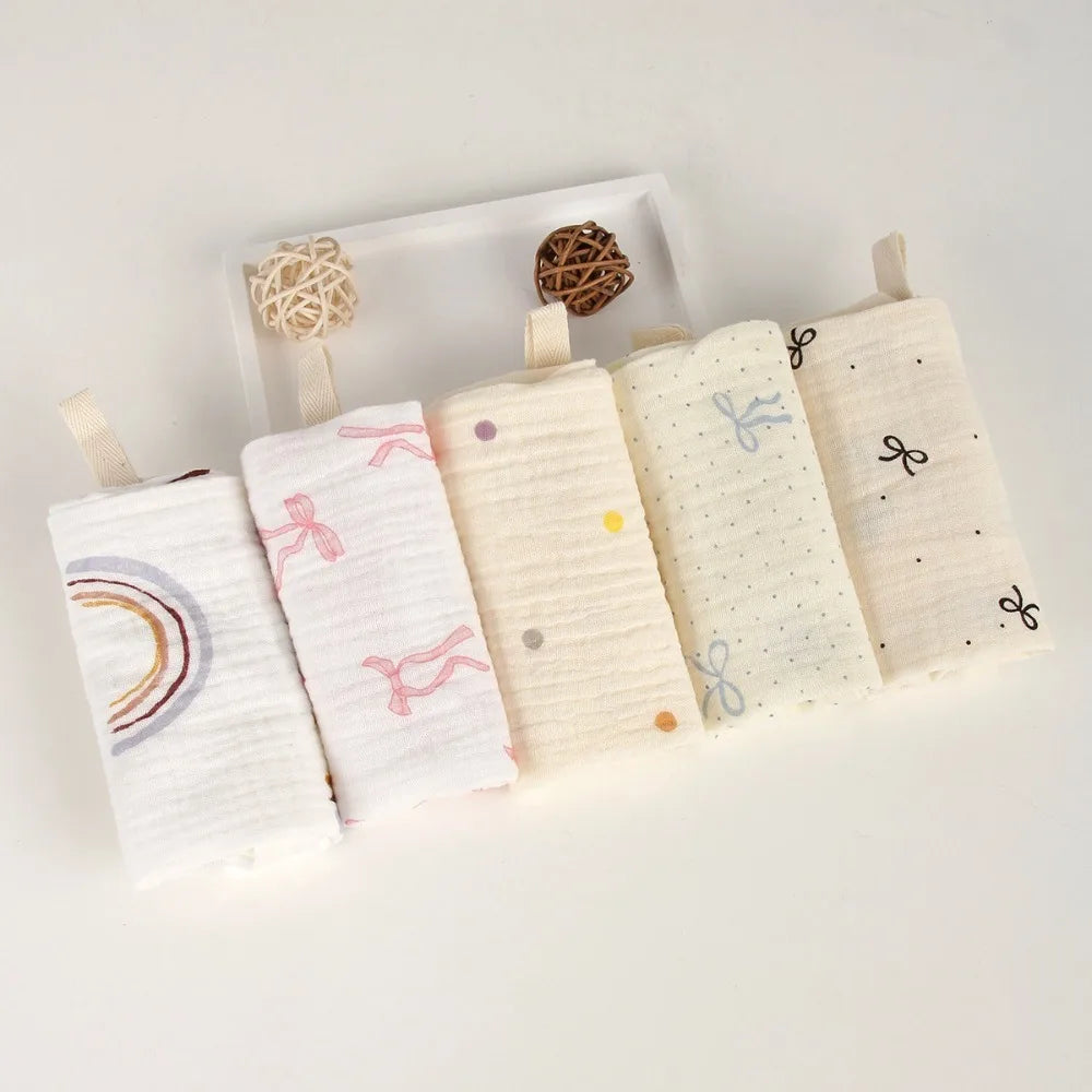 Linges de Toilette Bébé en Gaze de Coton — Lot de 3 ou 5