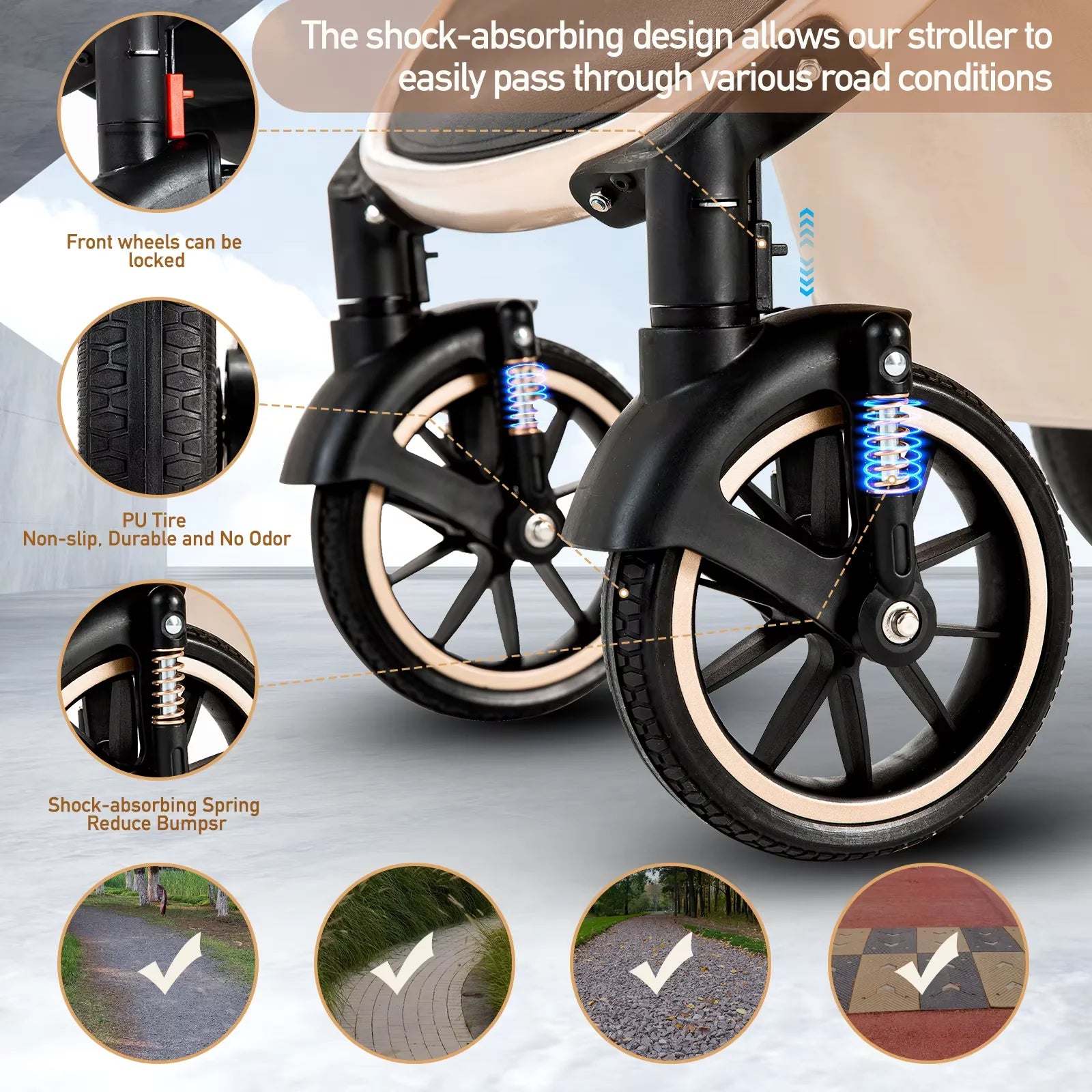 Poussette Bébé 3-en-1 Modulable avec Nacelle et Siège-Auto