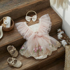 Robe Body Bébé Fleurie en Tulle avec Bandeau