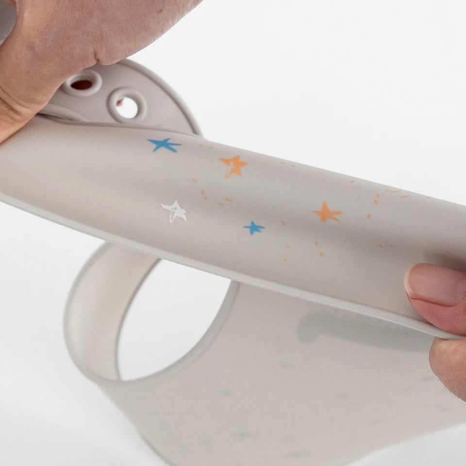 Bavoir Bébé en Silicone Souple à Motifs avec Poche