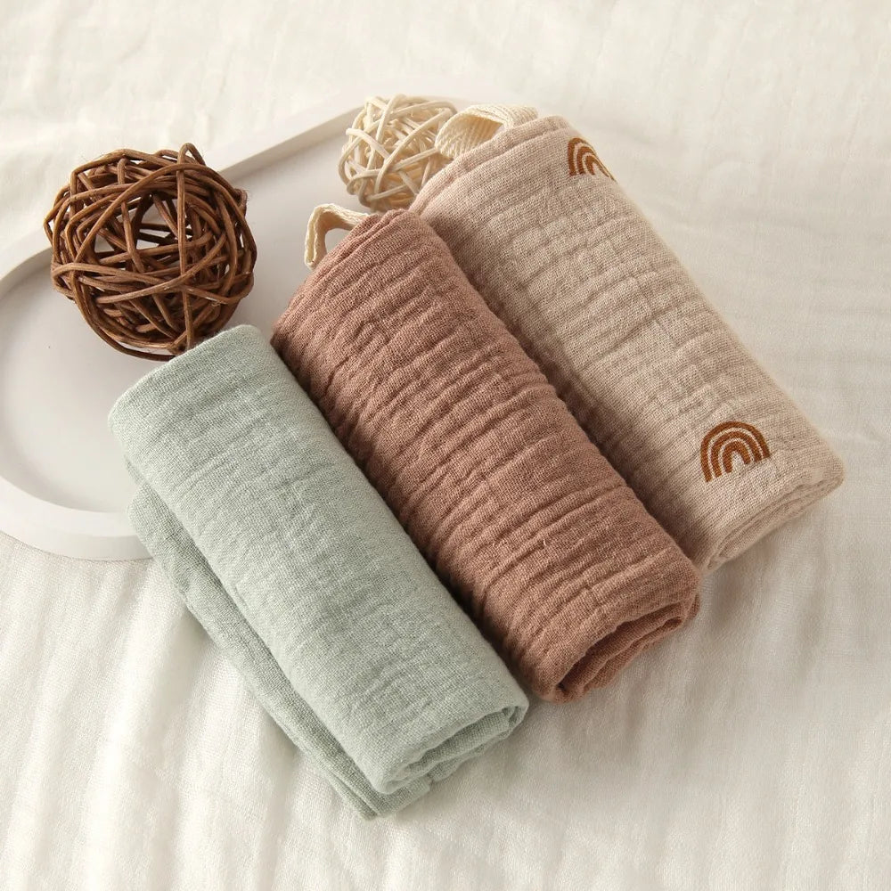 Linges de Toilette Bébé en Gaze de Coton — Lot de 3 ou 5