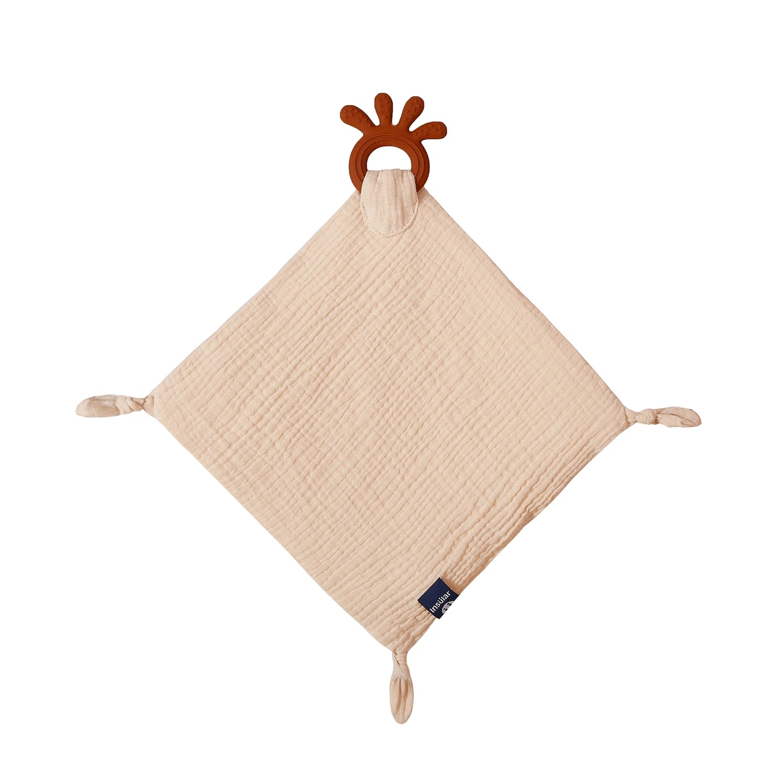 Doudou-Lange Bébé en Mousseline avec Anneau Girafe