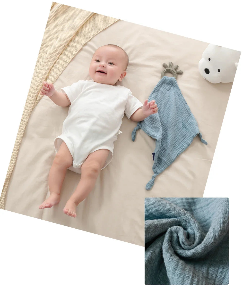 Doudou-Lange Bébé en Mousseline avec Anneau Girafe