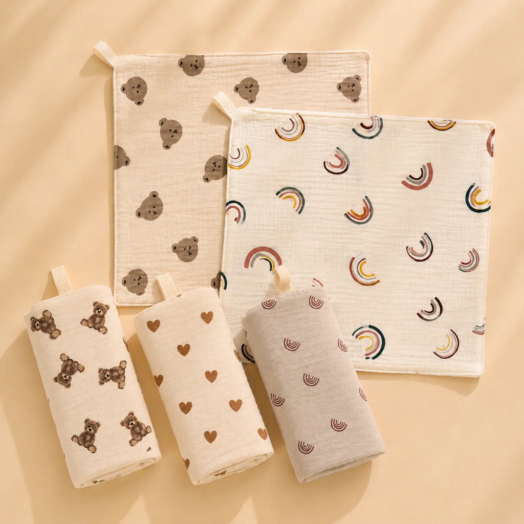 Carrés de Toilette Bébé en Double Gaze – Lot de 5