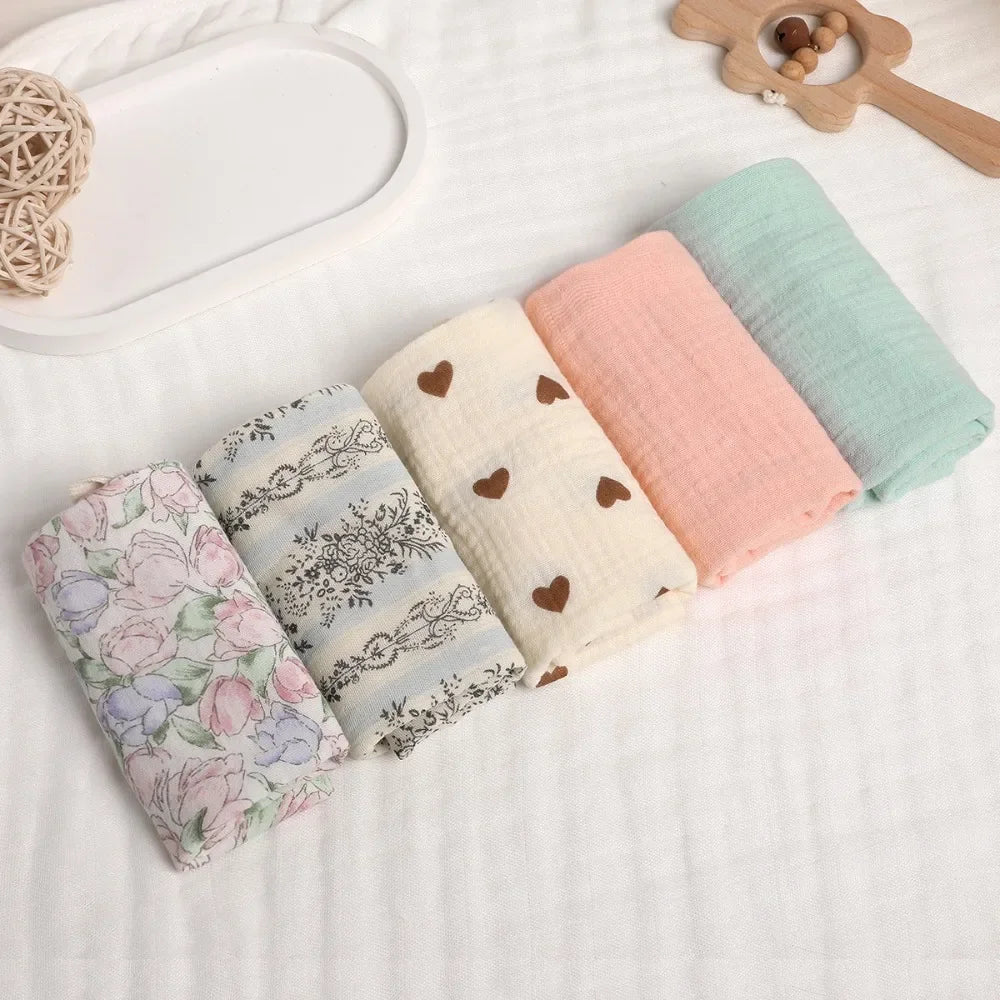 Linges de Toilette Bébé en Gaze de Coton — Lot de 3 ou 5