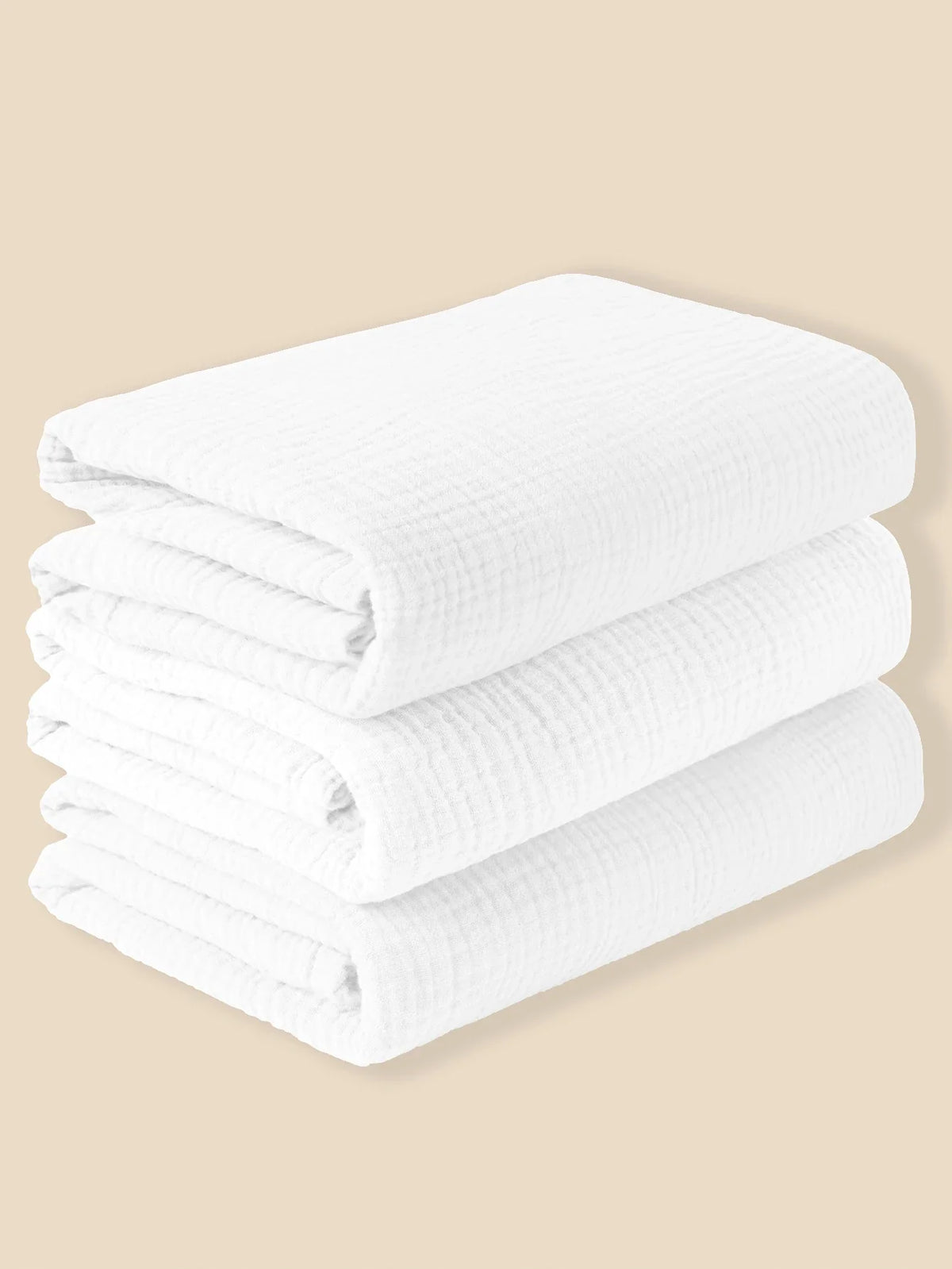Lot de trois langes bébé blancs unis en mousseline de coton