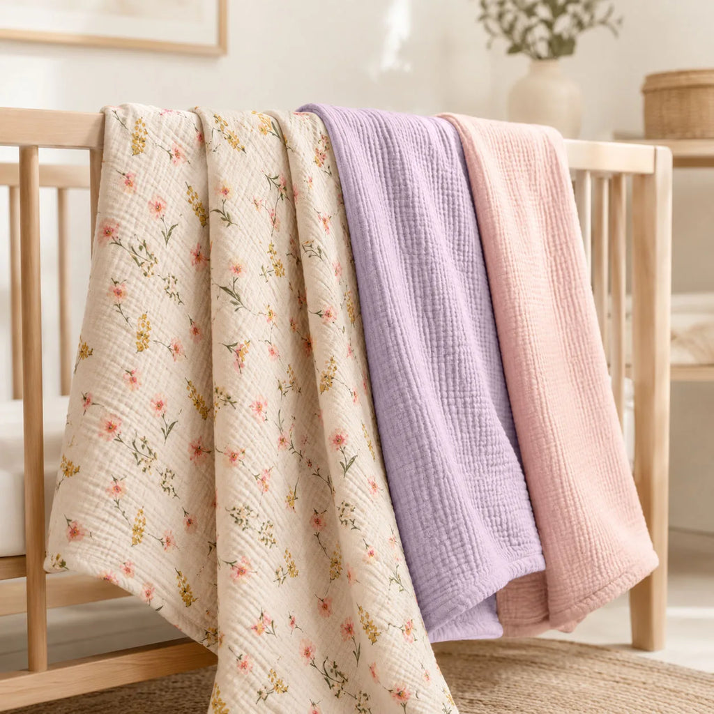 Couvertures Bébé en Double Gaze – Lot de 3